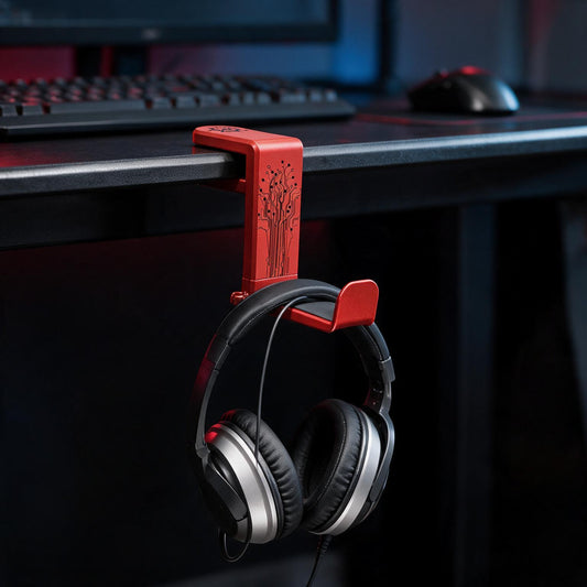 360° Rotating Under-Desk Gaming Headset Holder with Cable Organizer