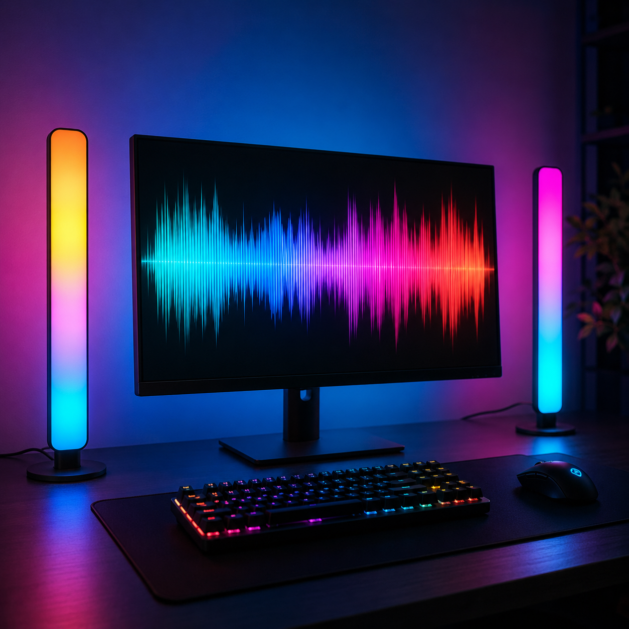 RGB Music Sync Light Bars for Gaming Desk | Bluetooth LED Light (2-Pack)